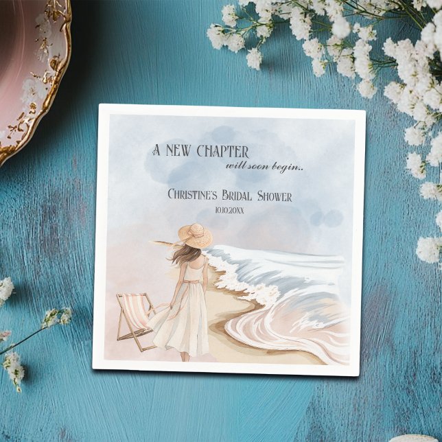 Servilleta De Papel Chic 'Un Nuevo Capítulo' Ducha de Novia de Playa y (Subido por el creador)
