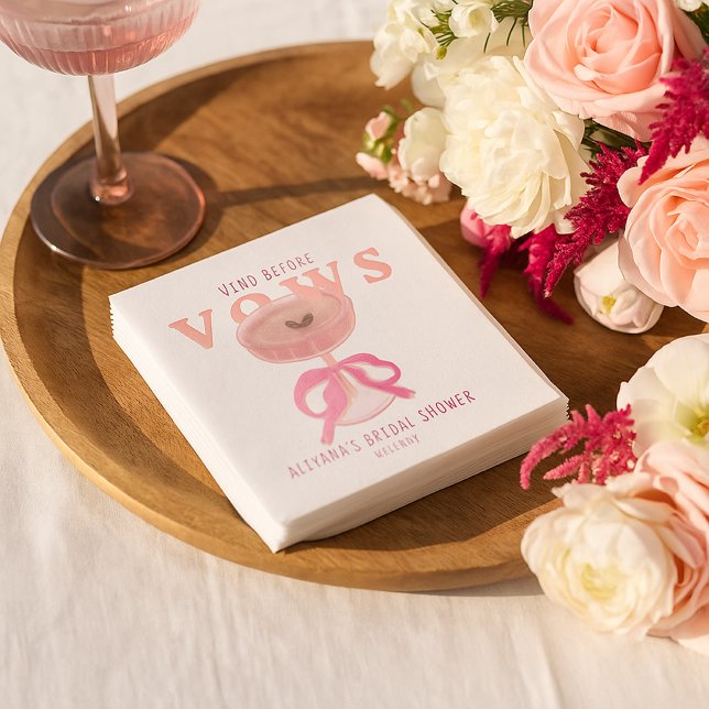 Servilleta De Papel Chic Vino Antes de los Votos Vino Rosado con Lazo  (Subido por el creador)