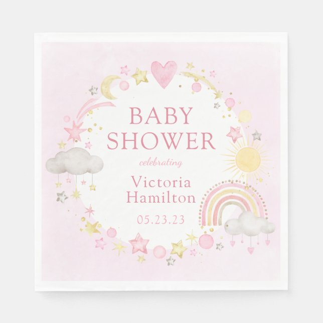 Servilleta De Papel Chica acuarela Arcoiris Baby Shower (Anverso)