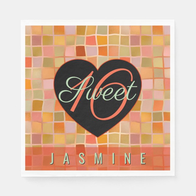 Servilleta De Papel Chica adolescente de corazón negro dulce 16 (Anverso)