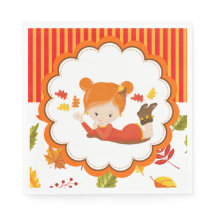 Chica Adorable De Otoño Pintado A Mano