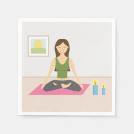 Servilleta De Papel Chica Agradable Haciendo Yoga En Una Sala De Bonit