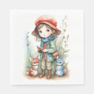 Servilleta De Papel Chica amable con amigos animales en Woods