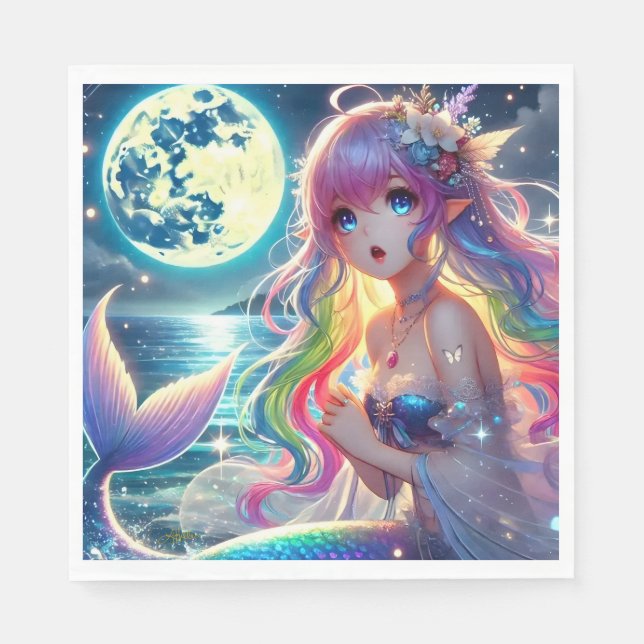 Servilleta De Papel Chica anime canta la sirena del arcoiris de la lun (Anverso)