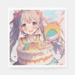Servilleta De Papel Chica Anime con Cumpleaños Caprichoso