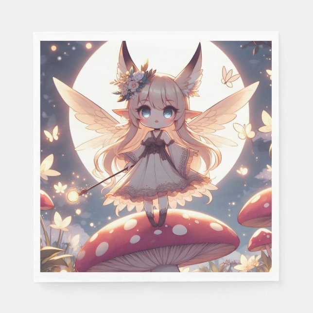 Servilleta De Papel Chica Anime Pixie Hippie Luna Hada (Anverso)