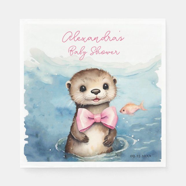 Servilleta De Papel Chica Baby Otter Baby Shower (Anverso)