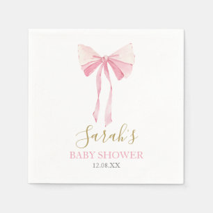Servilleta De Papel Chica Baby Shower Bow Rosado