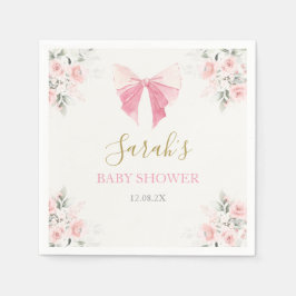 Servilleta De Papel Chica Baby Shower Bow Rosado