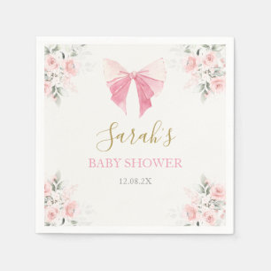 Servilleta De Papel Chica Baby Shower Bow Rosado