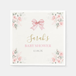 Servilleta De Papel Chica Baby Shower Bow Rosado