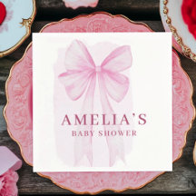 Chica Baby Shower con Lazo Rosa Rubor