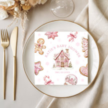 Chica Baby Shower de Cocina Rosa Gingerbread