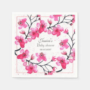 Servilleta De Papel Chica Baby Shower de flores rosas cerezo flor