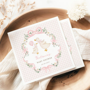 Servilleta De Papel Chica Baby Shower de Pink Gingham Silly Goose