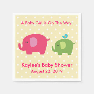 Servilleta De Papel Chica Baby Shower Elephant Polka Dot Napkins