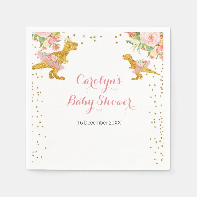 Servilleta De Papel Chica Baby Shower Napkin de Flor Rosa (Anverso)