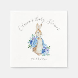 Servilleta De Papel Chica Baby Shower Napkins Blue Rabbit Boy