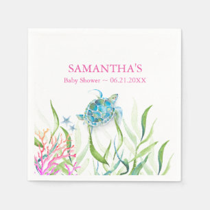 Servilleta De Papel Chica Baby Shower Napkins Sea Turtle