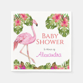 Servilleta De Papel Chica Baby Shower Pink Flamingo Tropical Wildlife