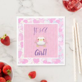 Servilleta De Papel Chica Baby Shower Pink Penguin Napkins