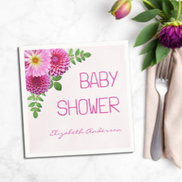 Servilleta De Papel Chica Baby Shower Pink Purple Dahlia