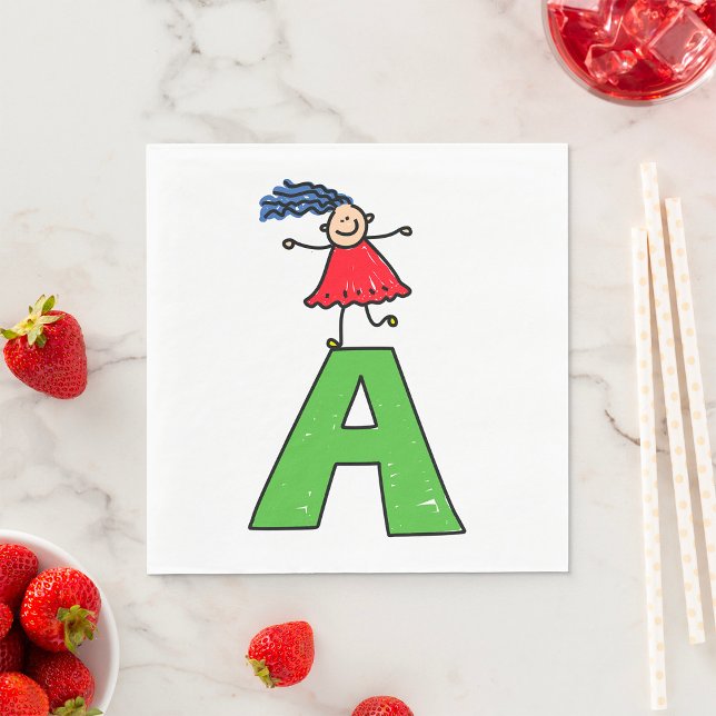 Servilleta De Papel Chica bailando sobre la carta verde un alfabeto di (Subido por el creador)