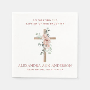 Servilleta De Papel Chica Baptism Dusty Pink Rose Christian