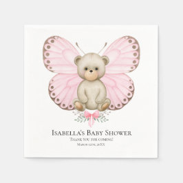 Servilleta De Papel Chica Bear de Mariposa | Baby Shower Napkins