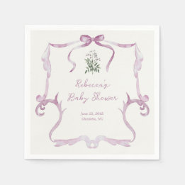 Servilleta De Papel Chica Bebé Preppy Grandmillennial Rosa Shower