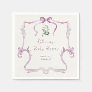 Servilleta De Papel Chica Bebé Preppy Grandmillennial Rosa Shower