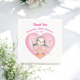Servilleta De Papel Chica blanco rosado Baby Shower Papel pingüino