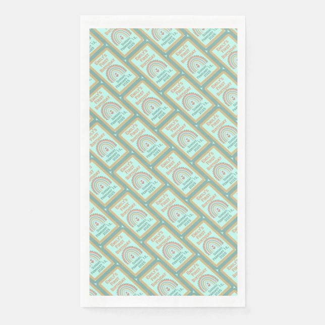 Servilleta De Papel Chica Boho Birthday Magic Mint green (Anverso)