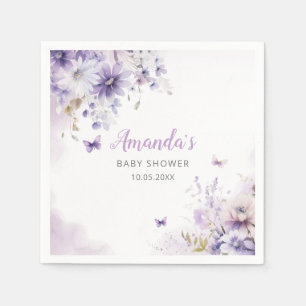 Servilleta De Papel Chica Boho Cute Purple Floral Butterfly Baby Showe
