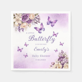 Servilleta De Papel Chica Boho Cute Purple Floral Butterfly Baby Showe