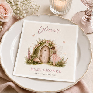 Servilleta De Papel Chica Bosque Encantado Rosa Fiesta de Baby Shower