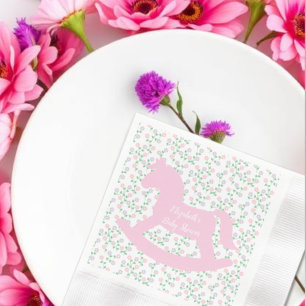 Servilleta De Papel Chica Caballo Mecedor Rosa Baby Shower