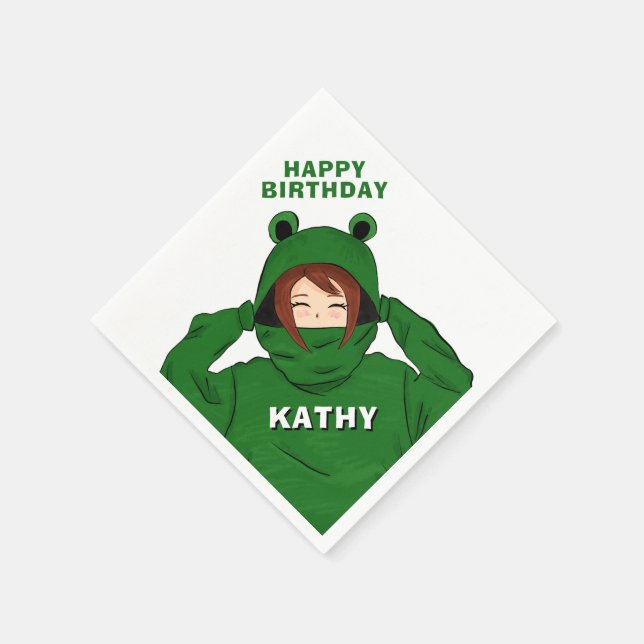 Servilleta De Papel Chica con caramba de rana verde Cumpleaños (Borde)