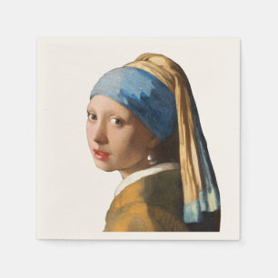 Servilleta De Papel Chica con pintura de retrato de Pearl Earring