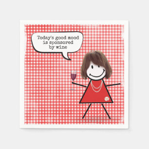 Servilleta De Papel Chica Con Vidrio De Vino En Gingham