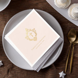 Servilleta De Papel Chica Confirmación Cruz de Oro Rosa Escudo Religio