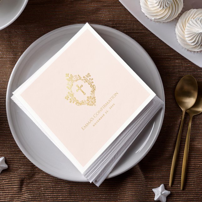 Servilleta De Papel Chica Confirmación Cruz de Oro Rosa Escudo Religio (Subido por el creador)