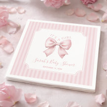 Chica Coqueta con Lazo Rosa y Rayas Baby Shower