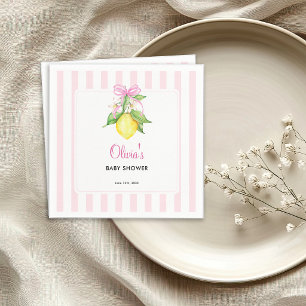 Servilleta De Papel Chica Coqueta Cumpleaños Bebé Rosa Limón