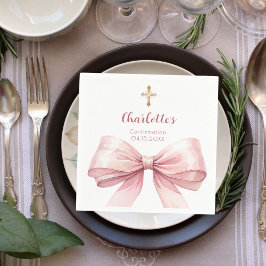 Servilleta De Papel Chica cruzado de arco rosado de confirmación
