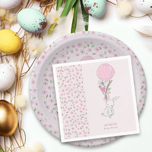 Servilleta De Papel Chica Cumpleaños de Little Bunny y Globo Rosa para