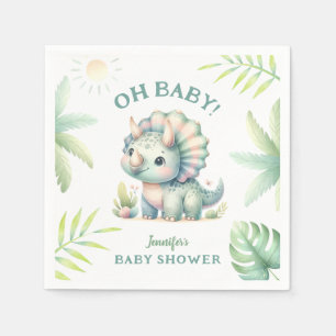 Servilleta De Papel Chica Cumpleaños Jungle Triceratops Dinosaurio Bab