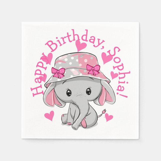 Servilleta De Papel Chica Cute Baby Elephant (Anverso)