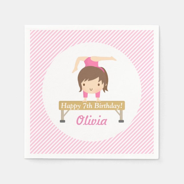 Servilleta De Papel Chica Cute Gimnasia Niños Fiesta de cumpleaños (Anverso)