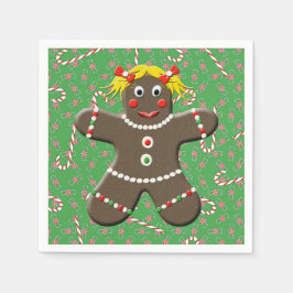 Servilleta De Papel Chica Cute Gingerbread Navidades Candy Canes
